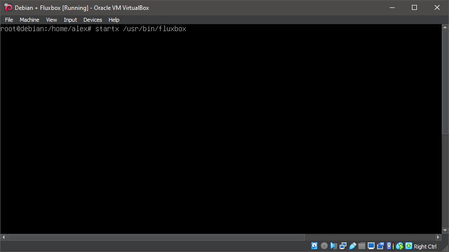 Running 'startx /usr/bin/fluxbox'